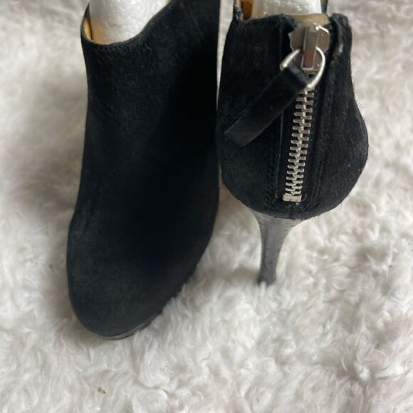 Nine West leather Calf hair black ankle platform heel boots side zipper size8M - Picture 3 of 11